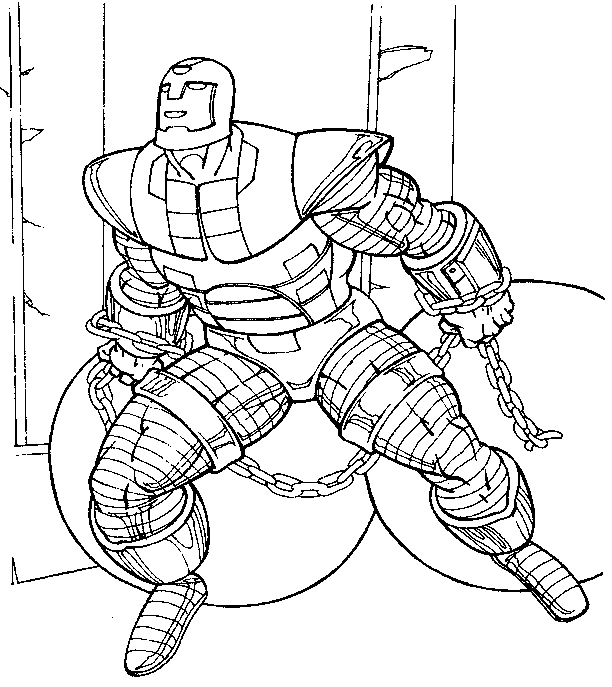 coloriage iron man rompt les chaines